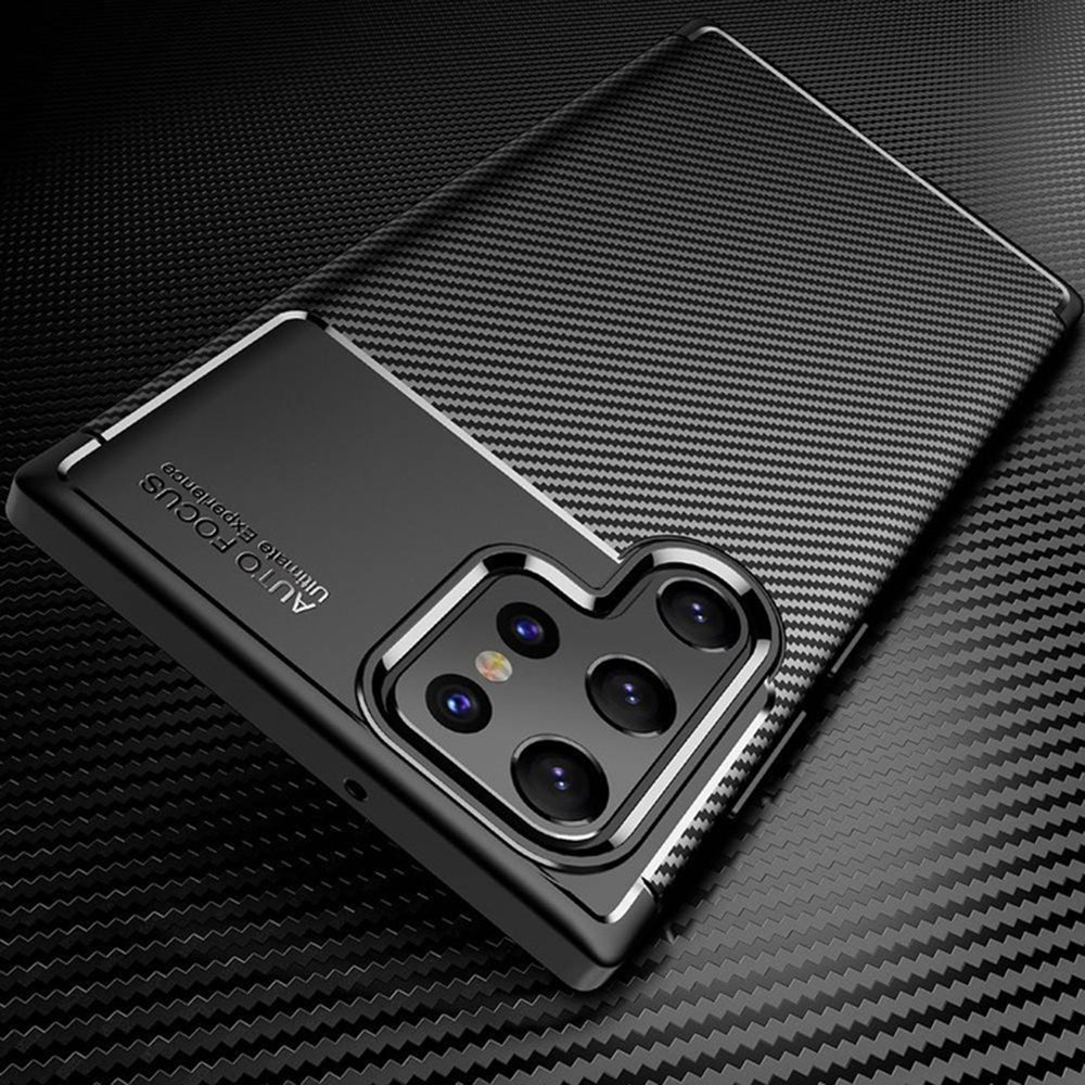Capa para Samsung Galaxy S22 Ultra 5G S908, Techsuit, Fibra de Carbon, Preta