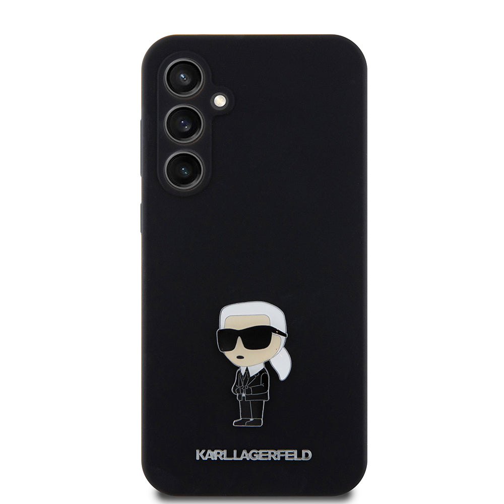 Capa para Samsung Galaxy S23 FE S711, Karl Lagerfeld, Silicone Ikonik Karl Metal, Preta