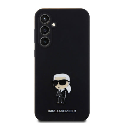 Capa para Samsung Galaxy S23 FE S711, Karl Lagerfeld, Silicone Ikonik Karl Metal, Preta