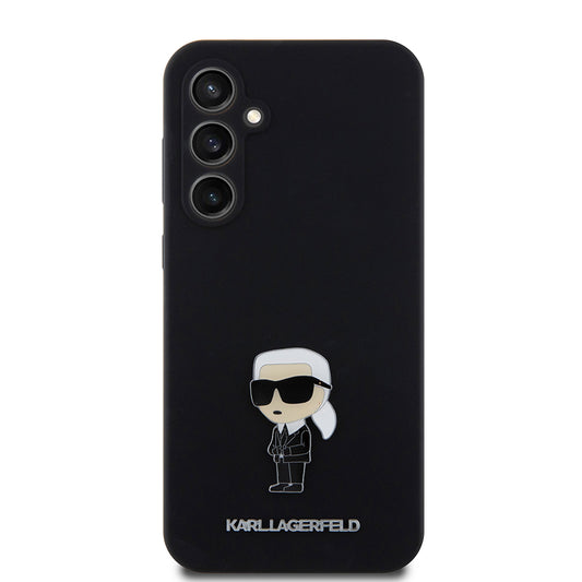 Capa para Samsung Galaxy S23 FE S711, Karl Lagerfeld, Silicone Ikonik Karl Metal, Preta