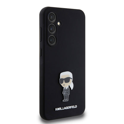 Capa para Samsung Galaxy S23 FE S711, Karl Lagerfeld, Silicone Ikonik Karl Metal, Preta