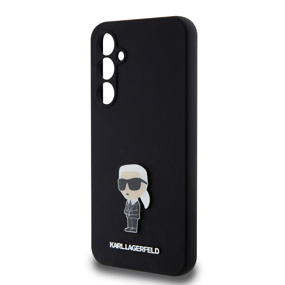Capa para Samsung Galaxy S23 FE S711, Karl Lagerfeld, Silicone Ikonik Karl Metal, Preta