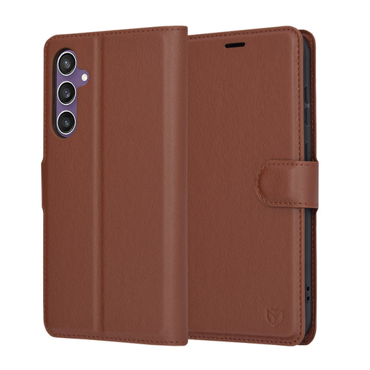 Capa para Samsung Galaxy S23 FE S711, Techsuit, Leather Folio, Castanha