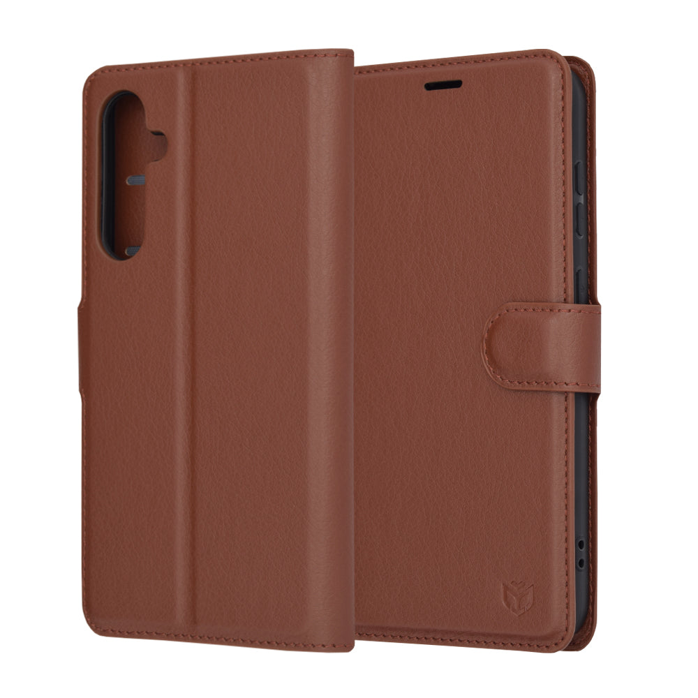 Capa para Samsung Galaxy S23 FE S711, Techsuit, Leather Folio, Castanha