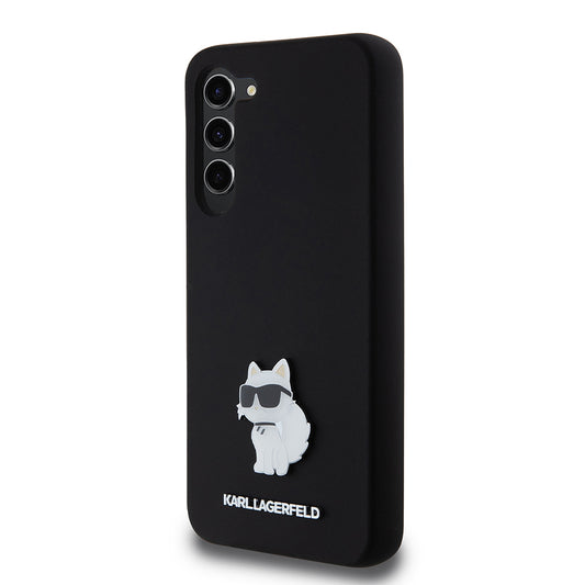 Capa para Samsung Galaxy S23+ S916, Karl Lagerfeld, Silicone Choupette Metal, Preta