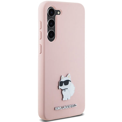 Capa para Samsung Galaxy S23+ S916, Karl Lagerfeld, Silicone Choupette Metal, Rosa