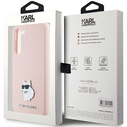 Capa para Samsung Galaxy S23+ S916, Karl Lagerfeld, Silicone Choupette Metal, Rosa