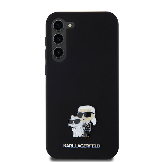 Capa para Samsung Galaxy S23+ S916, Karl Lagerfeld, Silicone Karl & Choupette Metal, Preta