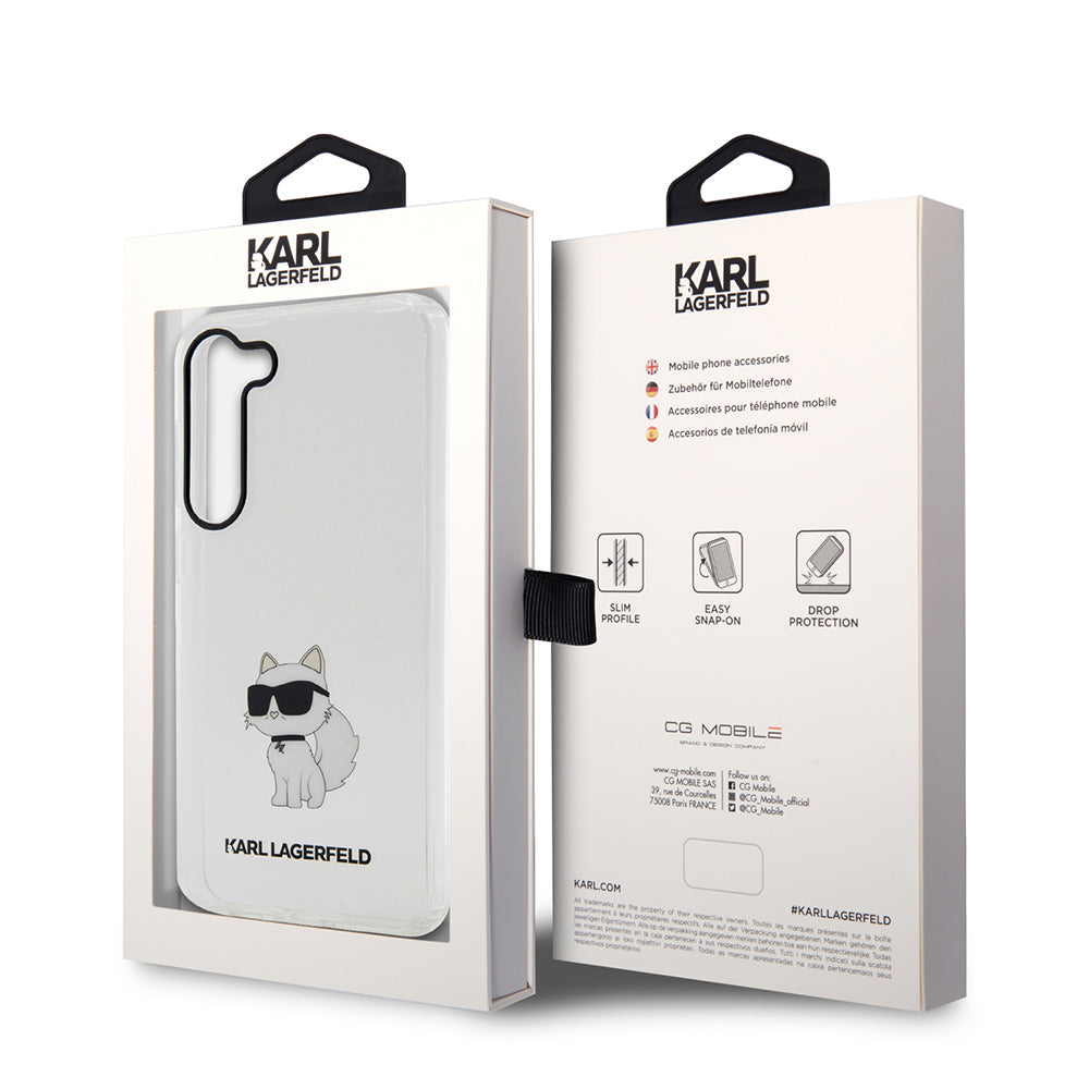 Capa para Samsung Galaxy S23 S911, Karl Lagerfeld, Ikonik Choupette, Transparente