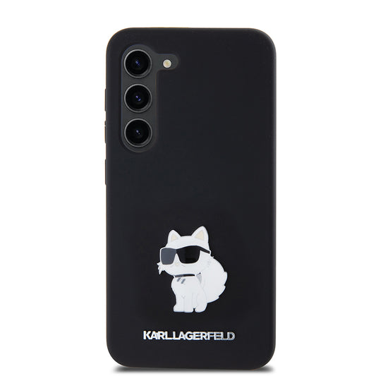 Capa para Samsung Galaxy S23 S911, Karl Lagerfeld, Silicone Choupette Metal, Preta