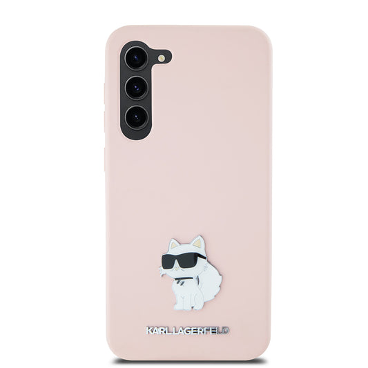 Capa para Samsung Galaxy S23 S911, Karl Lagerfeld, Silicone Choupette Metal, Rosa