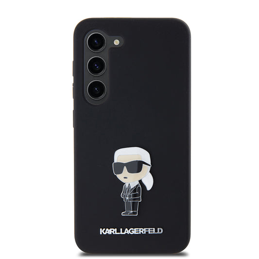 Capa para Samsung Galaxy S23 S911, Karl Lagerfeld, Silicone Ikonik Karl Metal, Preta