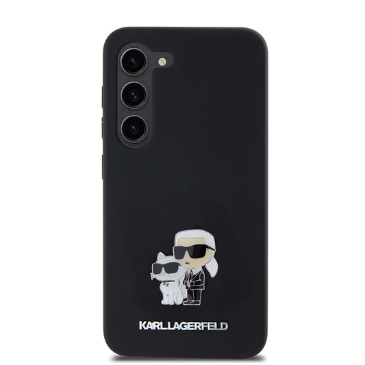 Capa para Samsung Galaxy S23 S911, Karl Lagerfeld, Silicone Karl & Choupette Metal, Preta