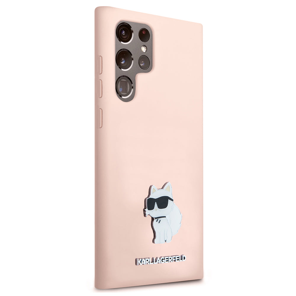 Capa para Samsung Galaxy S23 Ultra S918, Karl Lagerfeld, Silicone Choupeete Metal, Rosa