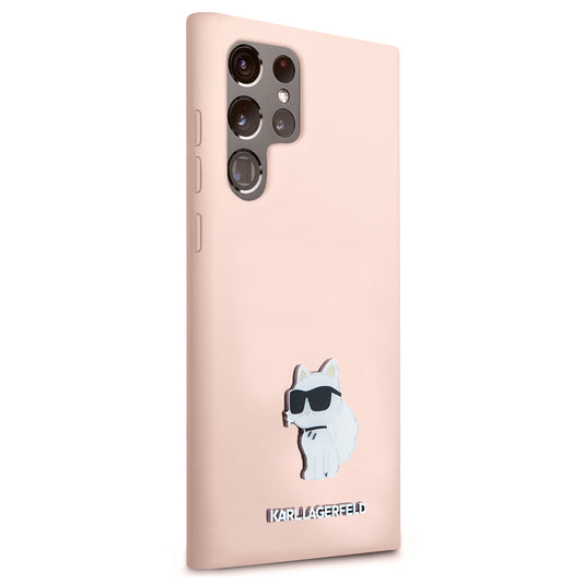 Capa para Samsung Galaxy S23 Ultra S918, Karl Lagerfeld, Silicone Choupeete Metal, Rosa