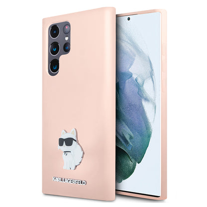 Capa para Samsung Galaxy S23 Ultra S918, Karl Lagerfeld, Silicone Choupeete Metal, Rosa