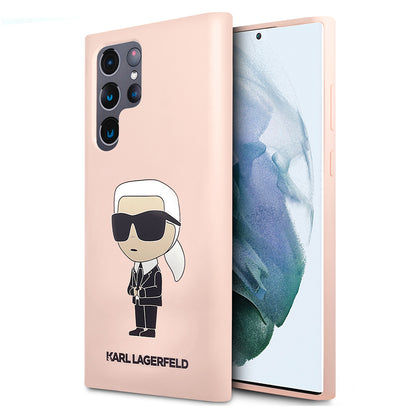 Capa para Samsung Galaxy S23 Ultra S918, Karl Lagerfeld, Silicone Ikonik Karl, Rosa