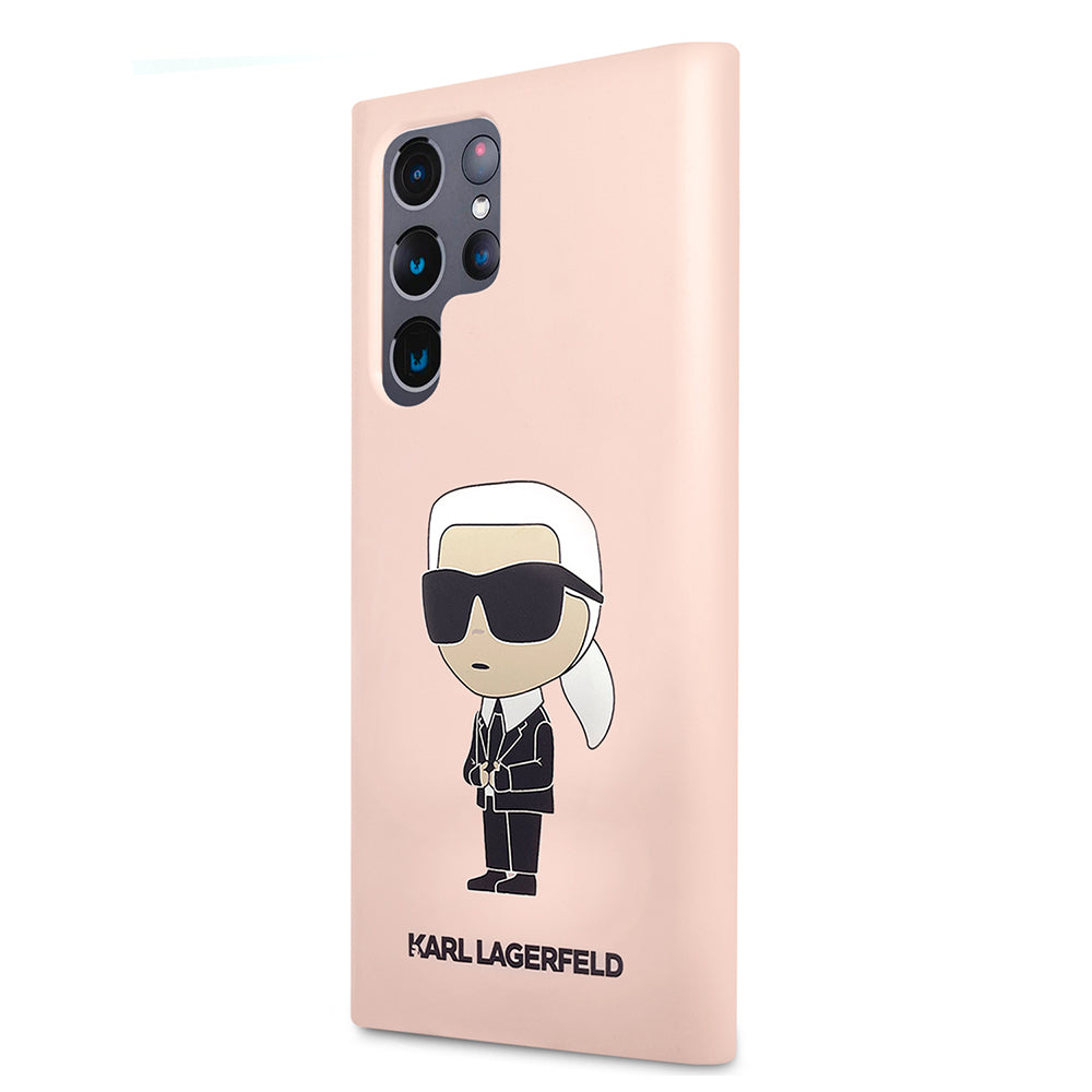 Capa para Samsung Galaxy S23 Ultra S918, Karl Lagerfeld, Silicone Ikonik Karl, Rosa