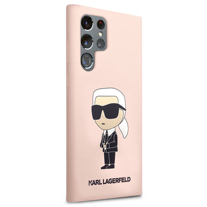 Capa para Samsung Galaxy S23 Ultra S918, Karl Lagerfeld, Silicone Ikonik Karl, Rosa