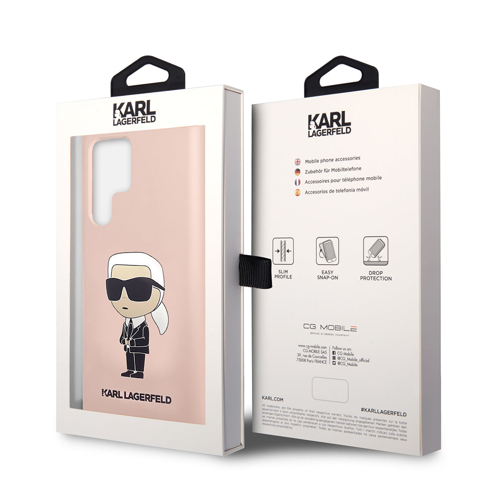 Capa para Samsung Galaxy S23 Ultra S918, Karl Lagerfeld, Silicone Ikonik Karl, Rosa