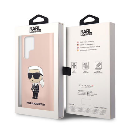 Capa para Samsung Galaxy S23 Ultra S918, Karl Lagerfeld, Silicone Ikonik Karl, Rosa