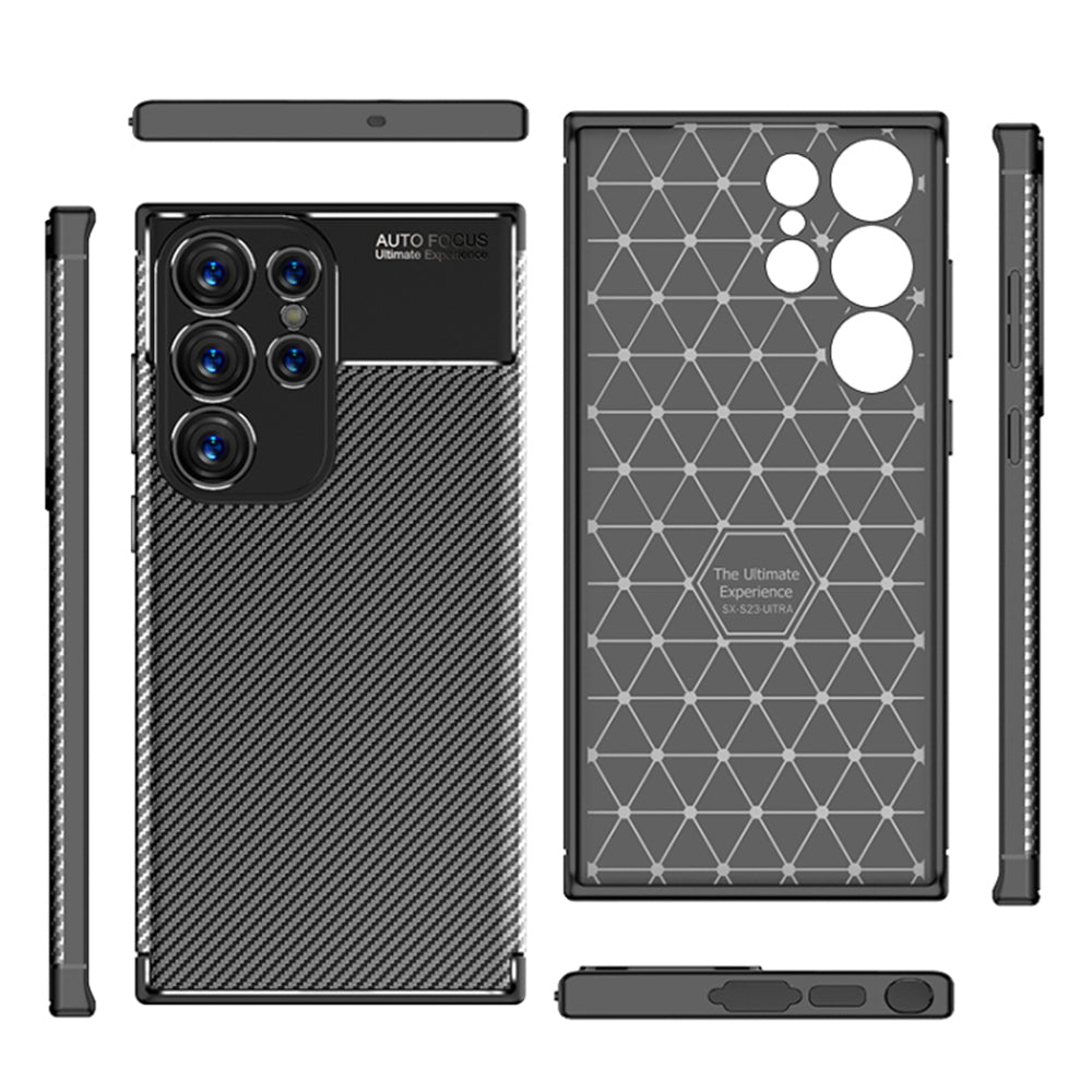 Capa para Samsung Galaxy S23 Ultra S918, Techsuit, Fibra de Carbon, Preta