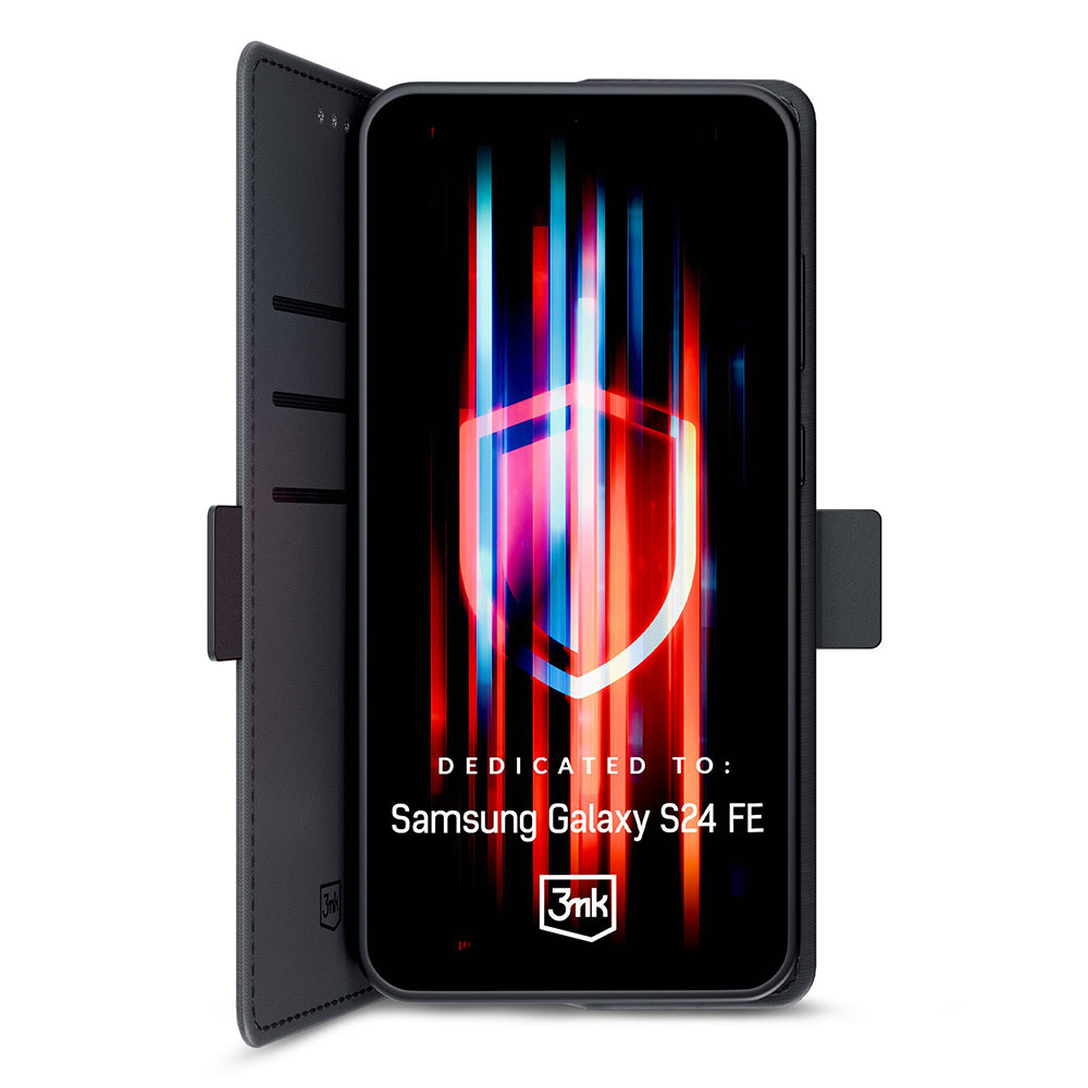 Capa para Samsung Galaxy S24 FE S721, 3MK, Carteira, Preta