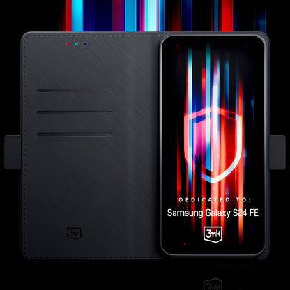 Capa para Samsung Galaxy S24 FE S721, 3MK, Carteira, Preta