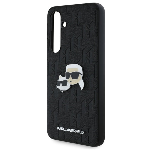Capa para Samsung Galaxy S24 FE S721, Karl Lagerfeld, Monograma Karl & Cabeças de Choupette, Preta