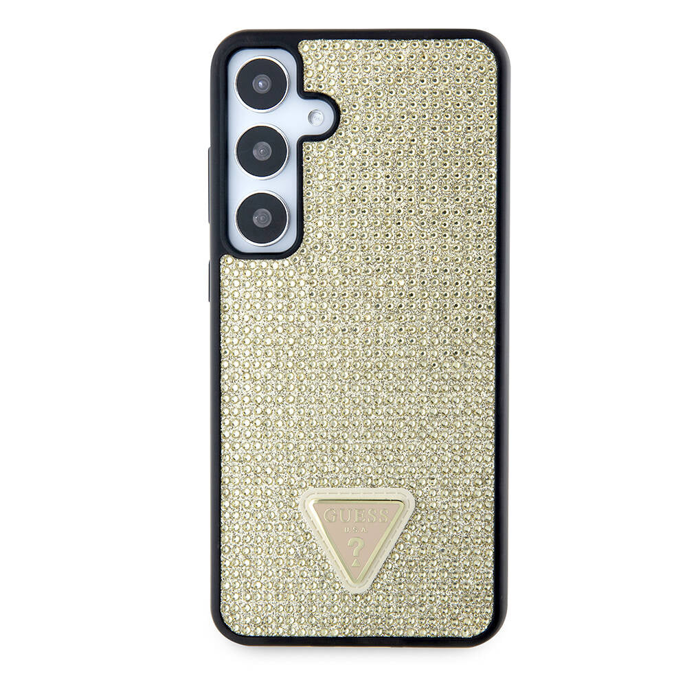 Case for Samsung Galaxy S24+ S926, Guess, Rhinestone Triangle Logo, Gold