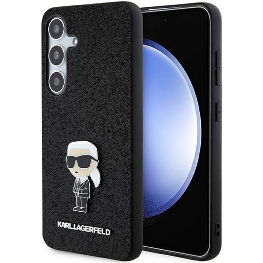 Capa para Samsung Galaxy S24+ S926, Karl Lagerfeld, Glitter Ikonik Karl Logo, Preta.