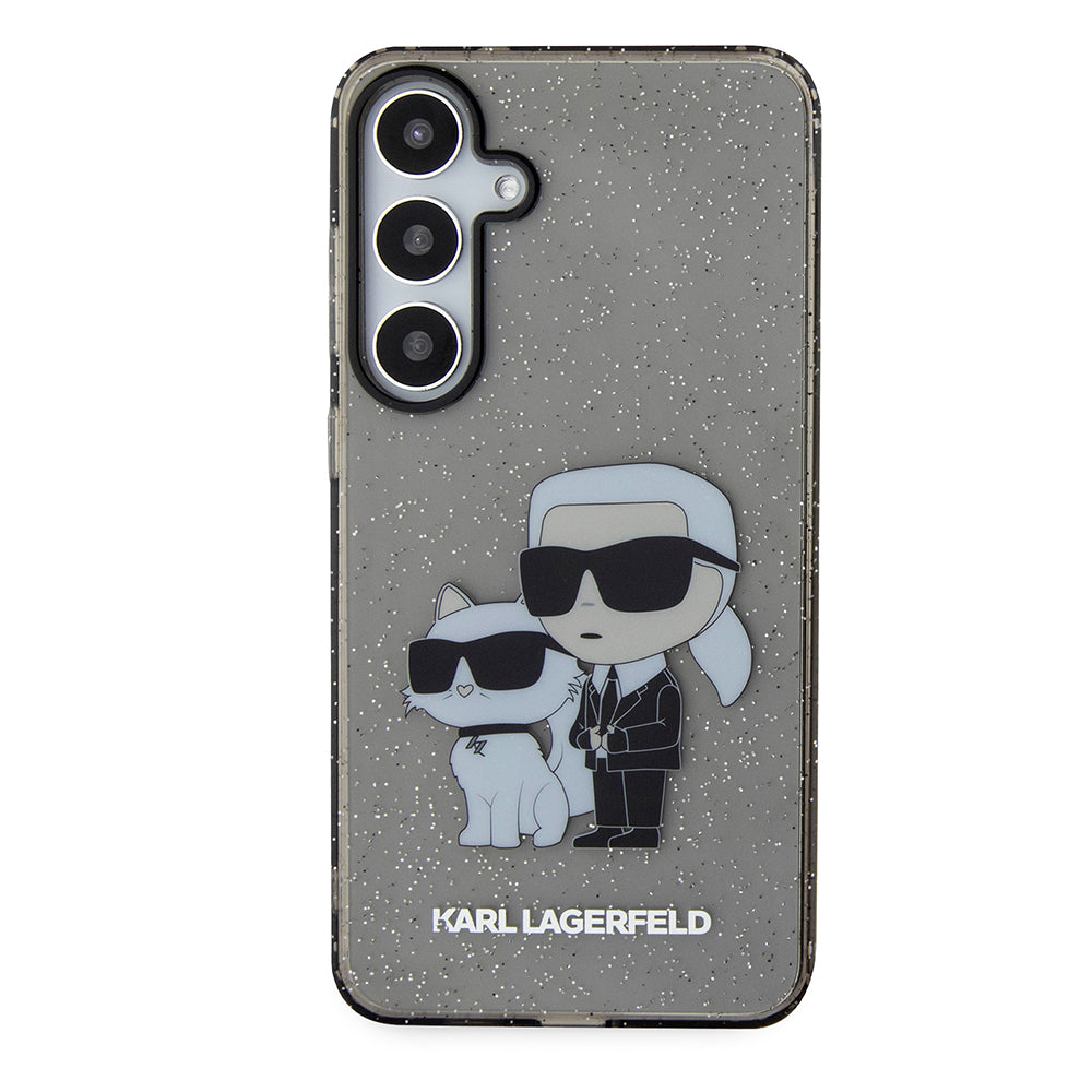 Capa para Samsung Galaxy S24+ S926, Karl Lagerfeld, Glitter Karl & Choupette, Azul.