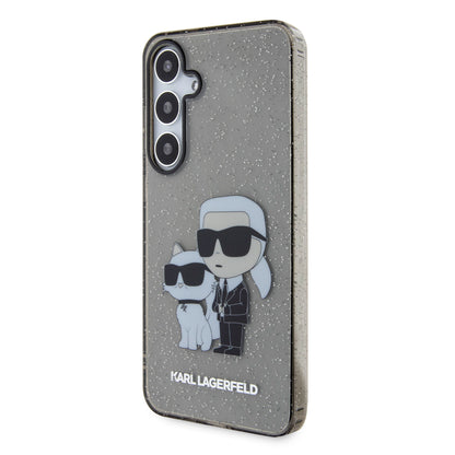 Capa para Samsung Galaxy S24+ S926, Karl Lagerfeld, Glitter Karl & Choupette, Azul.