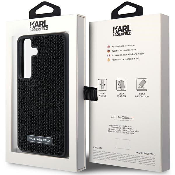 Capa para Samsung Galaxy S24+ S926, Karl Lagerfeld, Rhinestone Metal Plate, Preta
