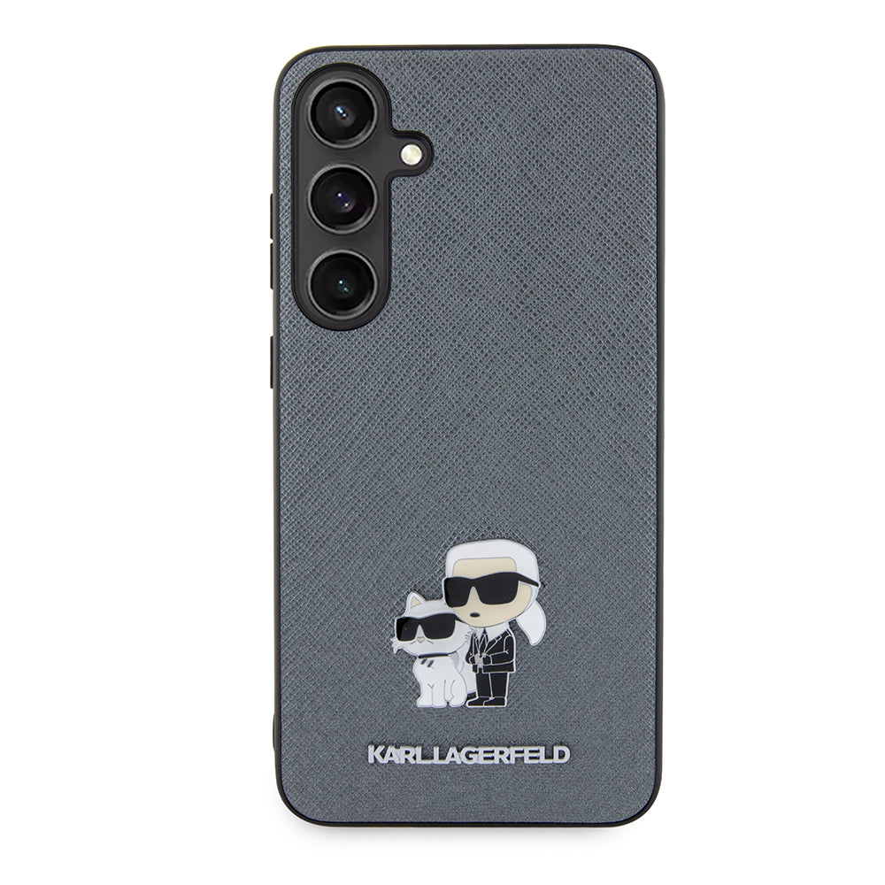 Capa para Samsung Galaxy S24+ S926, Karl Lagerfeld, Saffiano Karl & Choupette Metal, Cinza
