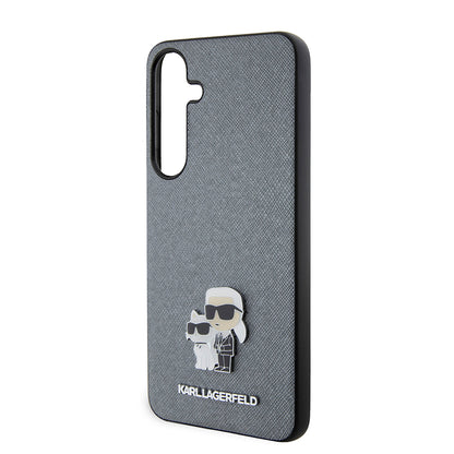 Capa para Samsung Galaxy S24+ S926, Karl Lagerfeld, Saffiano Karl & Choupette Metal, Cinza