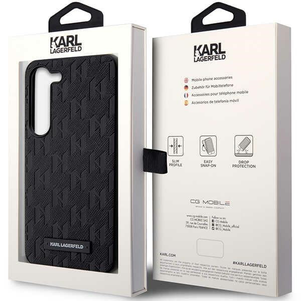 Capa para Samsung Galaxy S24+ S926, Karl Lagerfeld, Saffiano Monogram Metal Logo, Preta