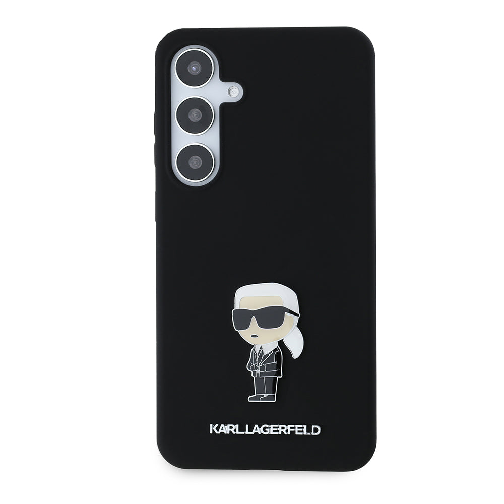 Capa para Samsung Galaxy S24+ S926, Karl Lagerfeld, Silicone Ikonik Karl Metal, Preta