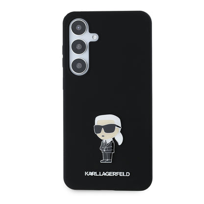 Capa para Samsung Galaxy S24+ S926, Karl Lagerfeld, Silicone Ikonik Karl Metal, Preta