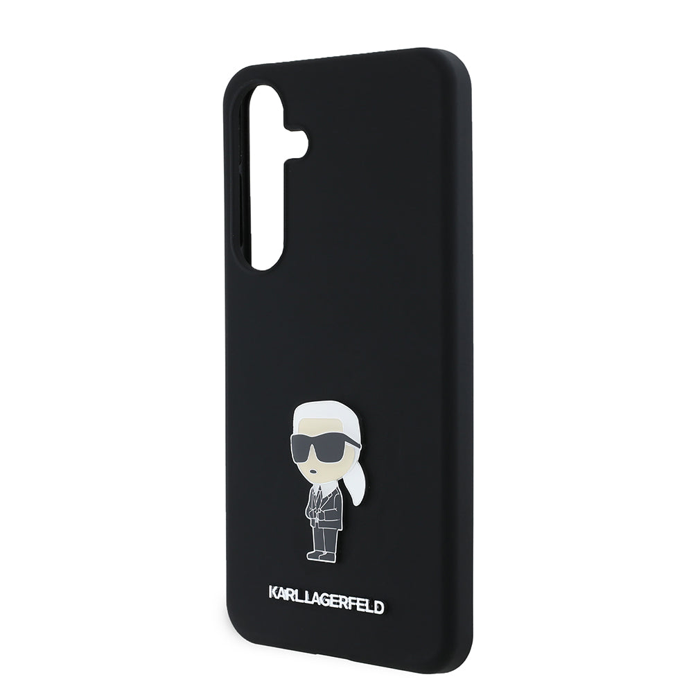 Capa para Samsung Galaxy S24+ S926, Karl Lagerfeld, Silicone Ikonik Karl Metal, Preta