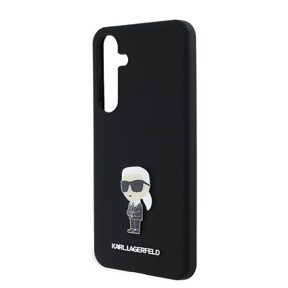 Capa para Samsung Galaxy S24+ S926, Karl Lagerfeld, Silicone Ikonik Karl Metal, Preta