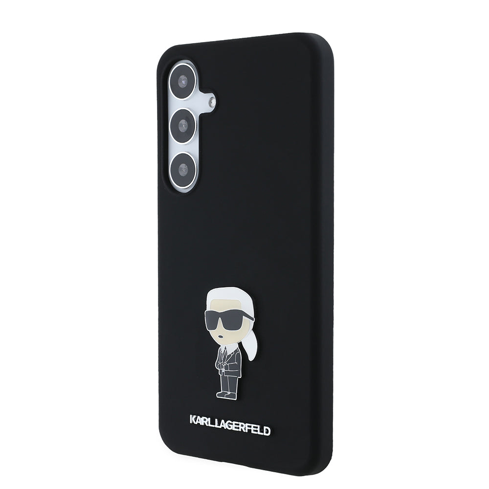 Capa para Samsung Galaxy S24+ S926, Karl Lagerfeld, Silicone Ikonik Karl Metal, Preta