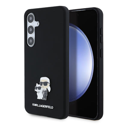 Capa para Samsung Galaxy S24+ S926, Karl Lagerfeld, Silicone Karl & Choupette Metal, Preta
