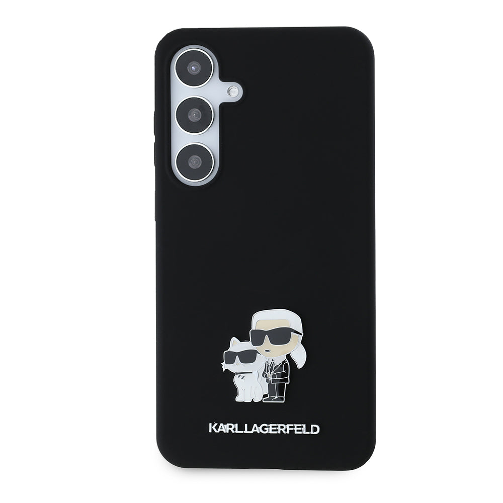 Capa para Samsung Galaxy S24+ S926, Karl Lagerfeld, Silicone Karl & Choupette Metal, Preta