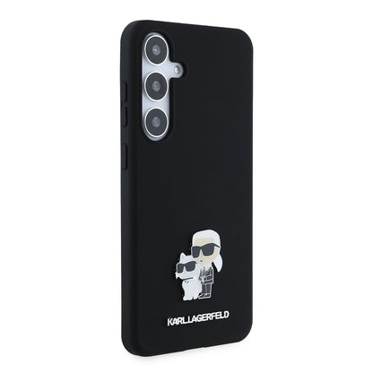 Capa para Samsung Galaxy S24+ S926, Karl Lagerfeld, Silicone Karl & Choupette Metal, Preta