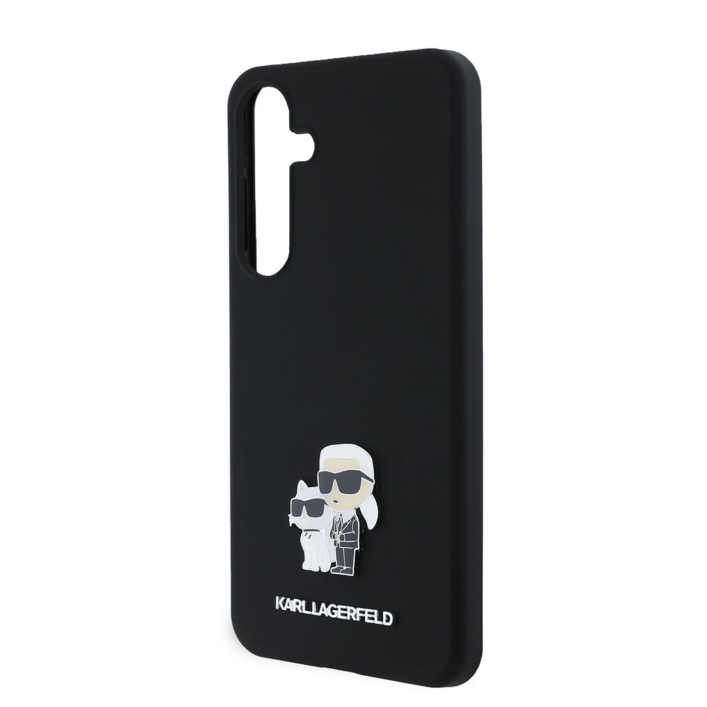 Capa para Samsung Galaxy S24+ S926, Karl Lagerfeld, Silicone Karl & Choupette Metal, Preta