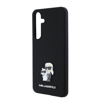 Capa para Samsung Galaxy S24+ S926, Karl Lagerfeld, Silicone Karl & Choupette Metal, Preta