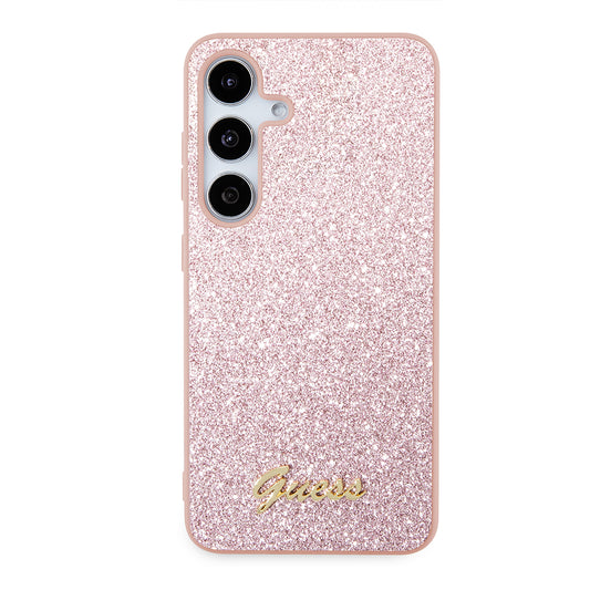Capa para Samsung Galaxy S24 S921, Guess, Glitter Script, Rosa