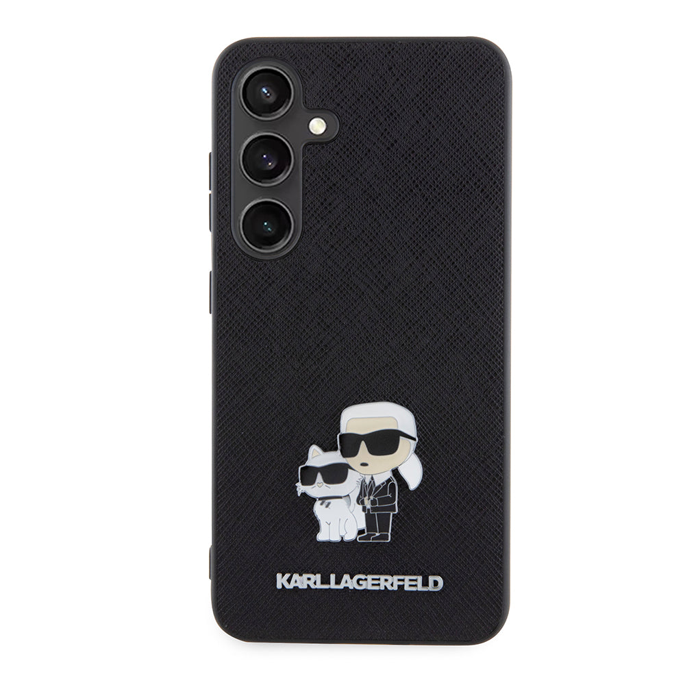 Case for Samsung Galaxy S24 S921, Karl Lagerfeld, Saffiano Karl & Choupette Metal, Black