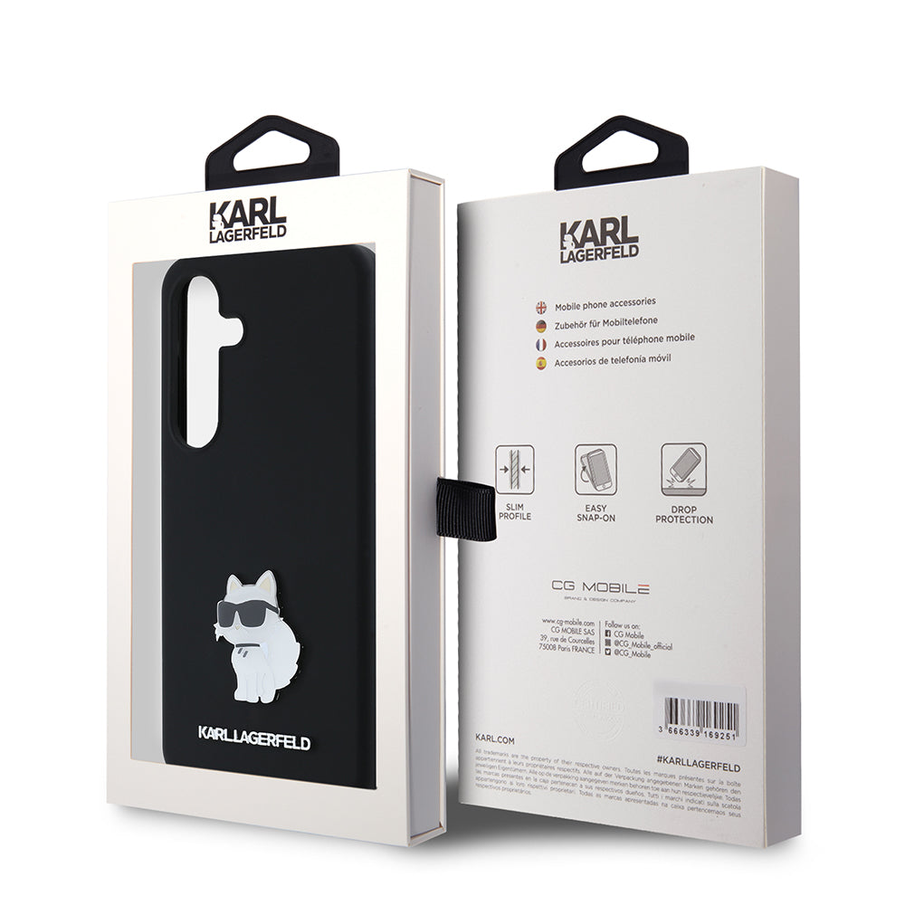 Capa para Samsung Galaxy S24 S921, Karl Lagerfeld, Silicone Choupette, Preta